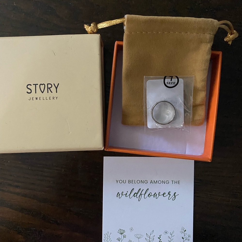 You Belong To The Wildflowers Story Jewellery Sterling Silver Band Ring Size 7